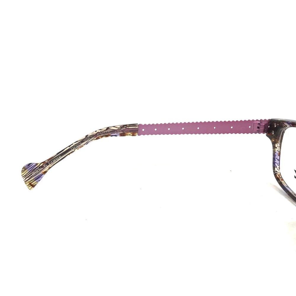 BOZ Eyeglasses Frames ZIGGY 7282 Brown Marble Purple Argyle Arms 53-15-137